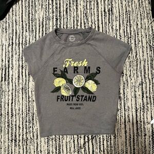 Gray Crop Top with Lemon Graphic Design